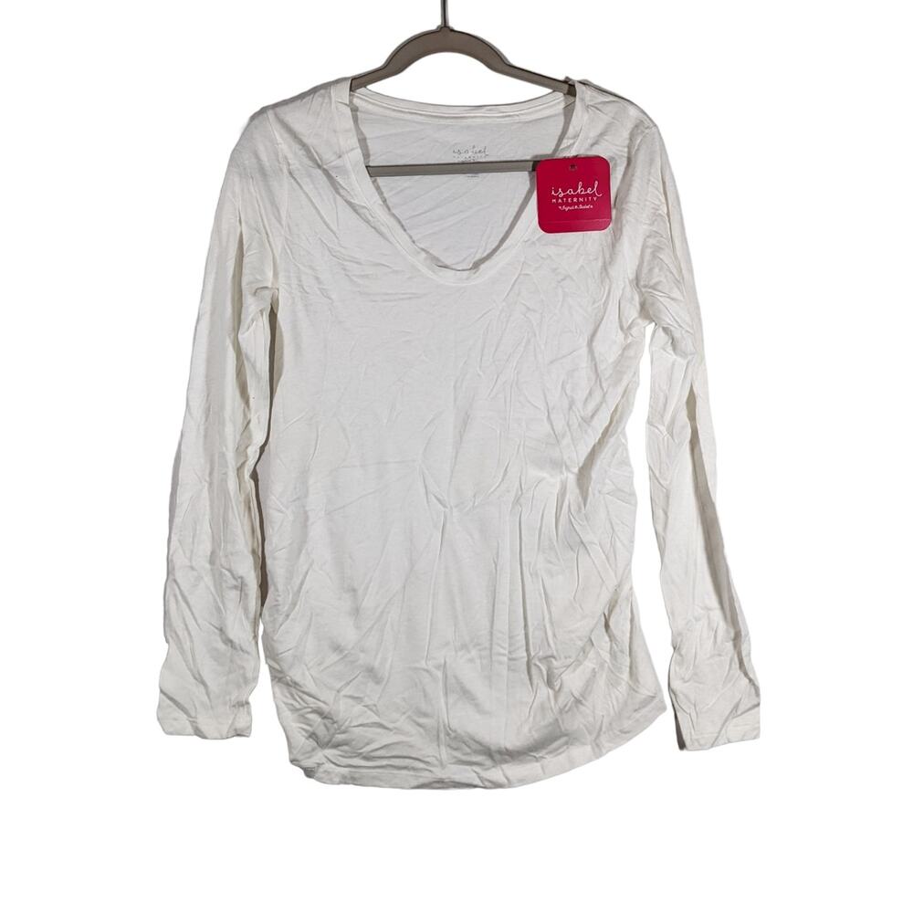 Maternity Top Scoop Neck Layering Ingrid Isabel White Medium Long‎ Sleeve Staple